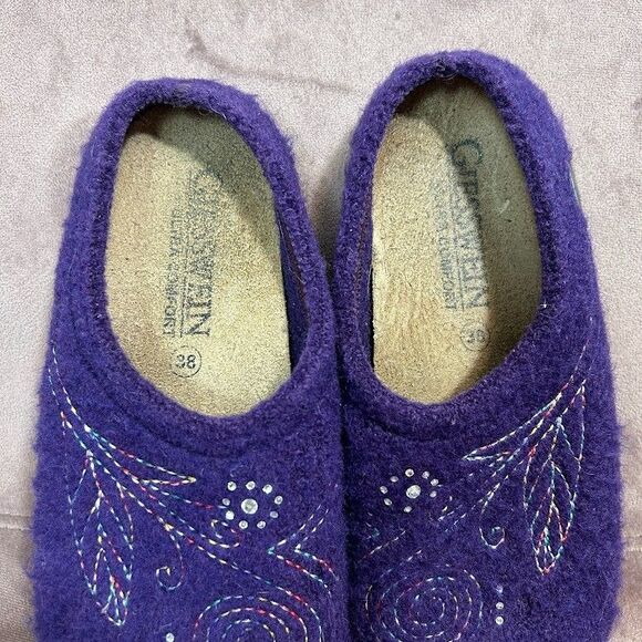 Giesswein Women's Wool Slip On Slippers EUR 38 US 8 Purple Floral - Picture 7 of 10
